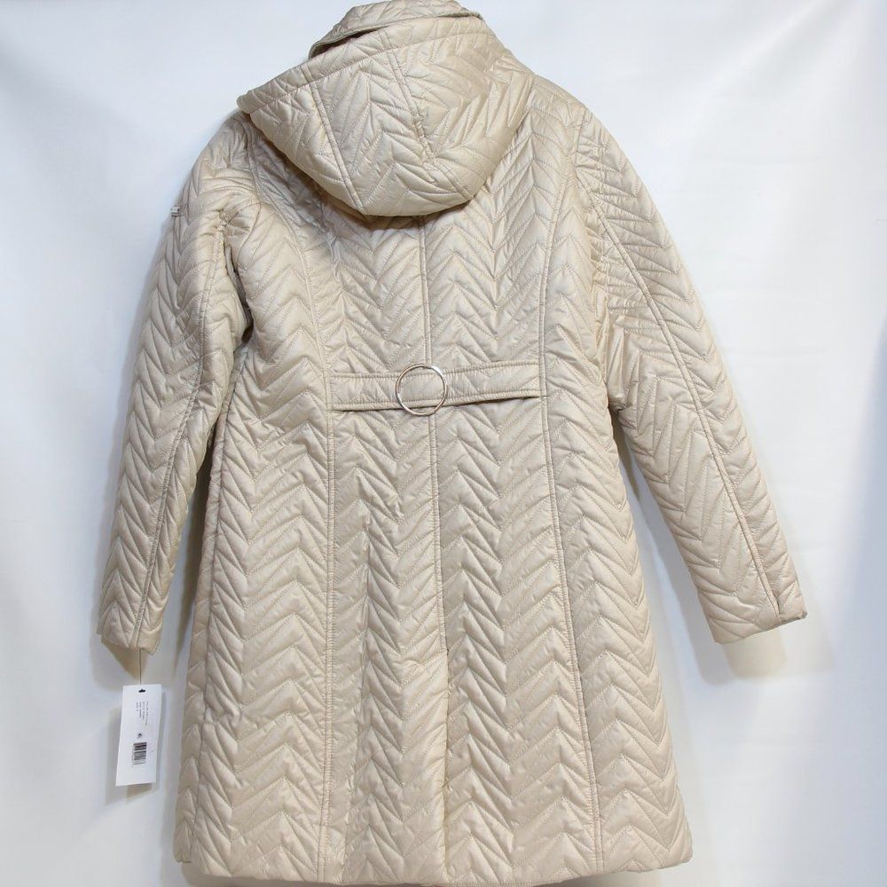 Via Spiga Stone Colored Zigzag Quilted Hooded Jacket Women - Picture 8 of 12